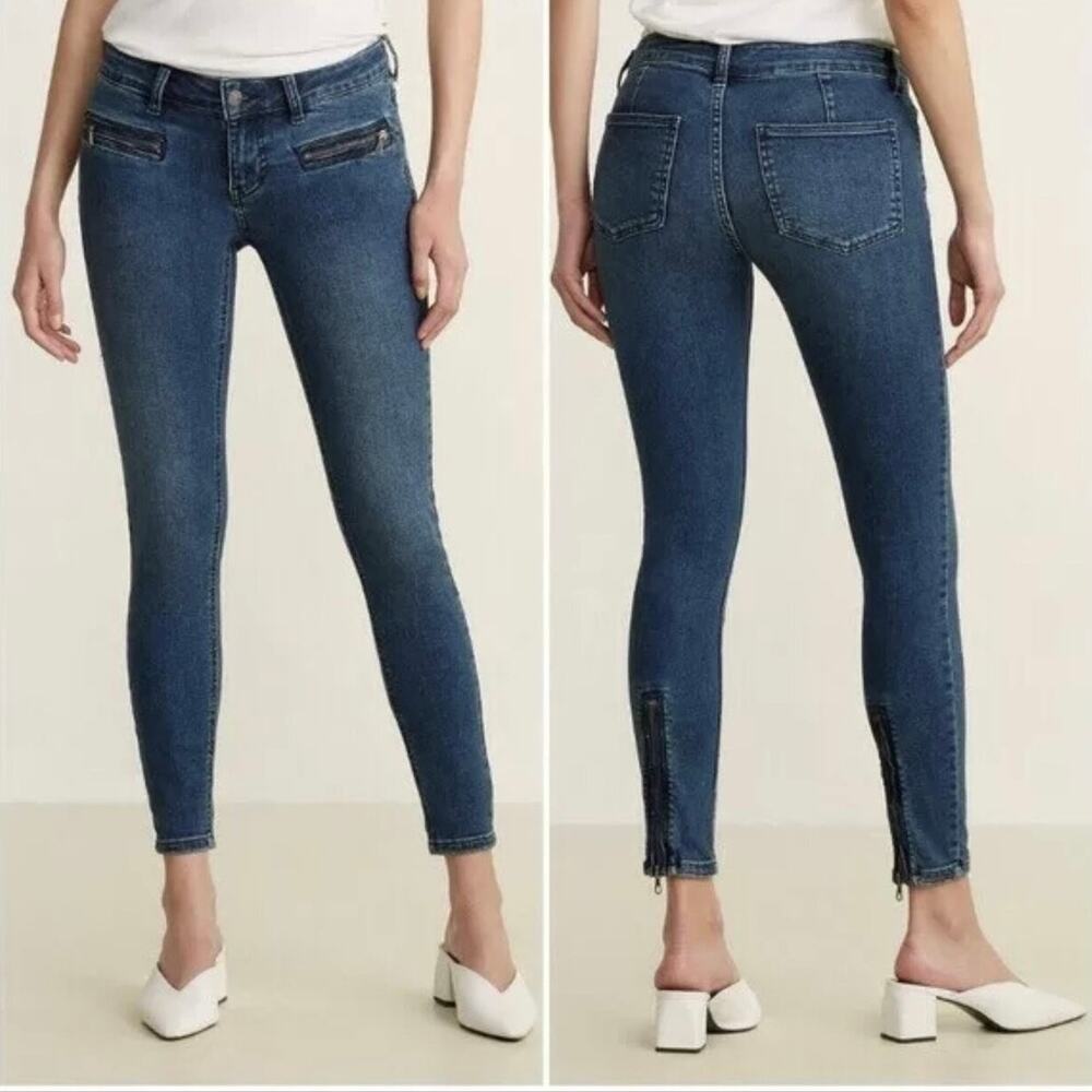 Free People We The Free Moto Jet Zip Skinny Baltic Crop Ankle Jeans Size 28